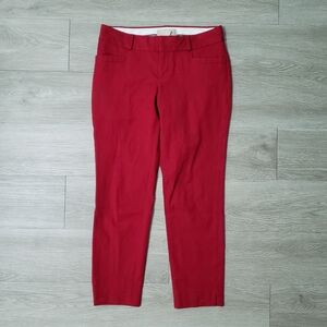 Banana Republic Martin Fit red stretch ankle pant pockets sz 2 Petite summer